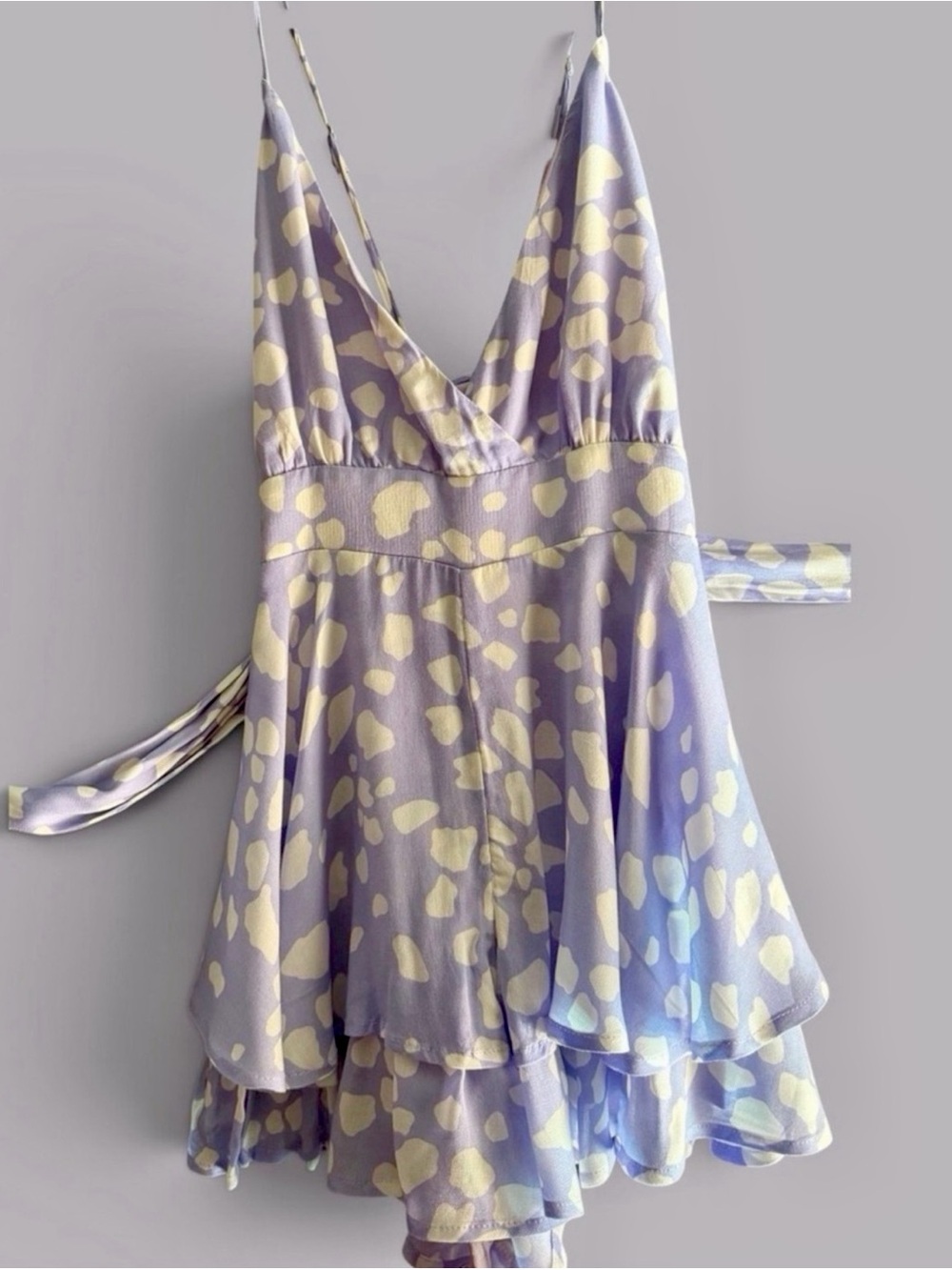 Lilac and Cream Polka Dot Wrap Mini romper
